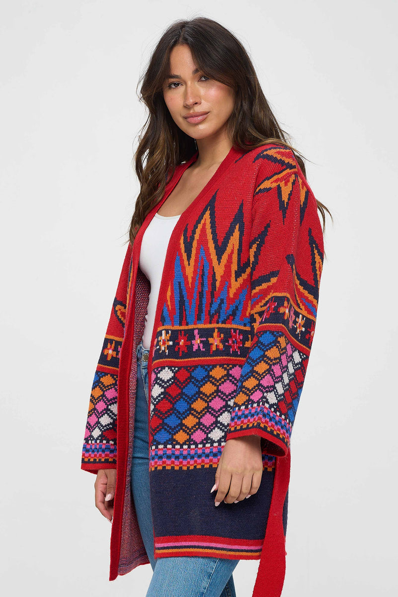 Shop Now For Long Vibrant Hot Red Cardigan Baciano Official Store 9645