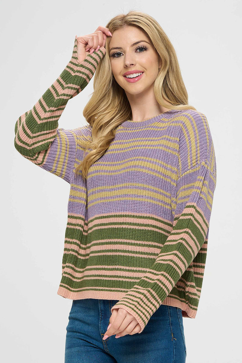 Shop Now For Purple And Green Striped Sweater Baciano Baciano Official Store 0133