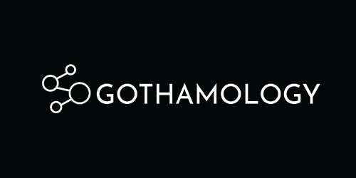 black and white gothamology logo