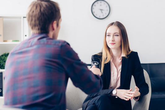 women giving interview