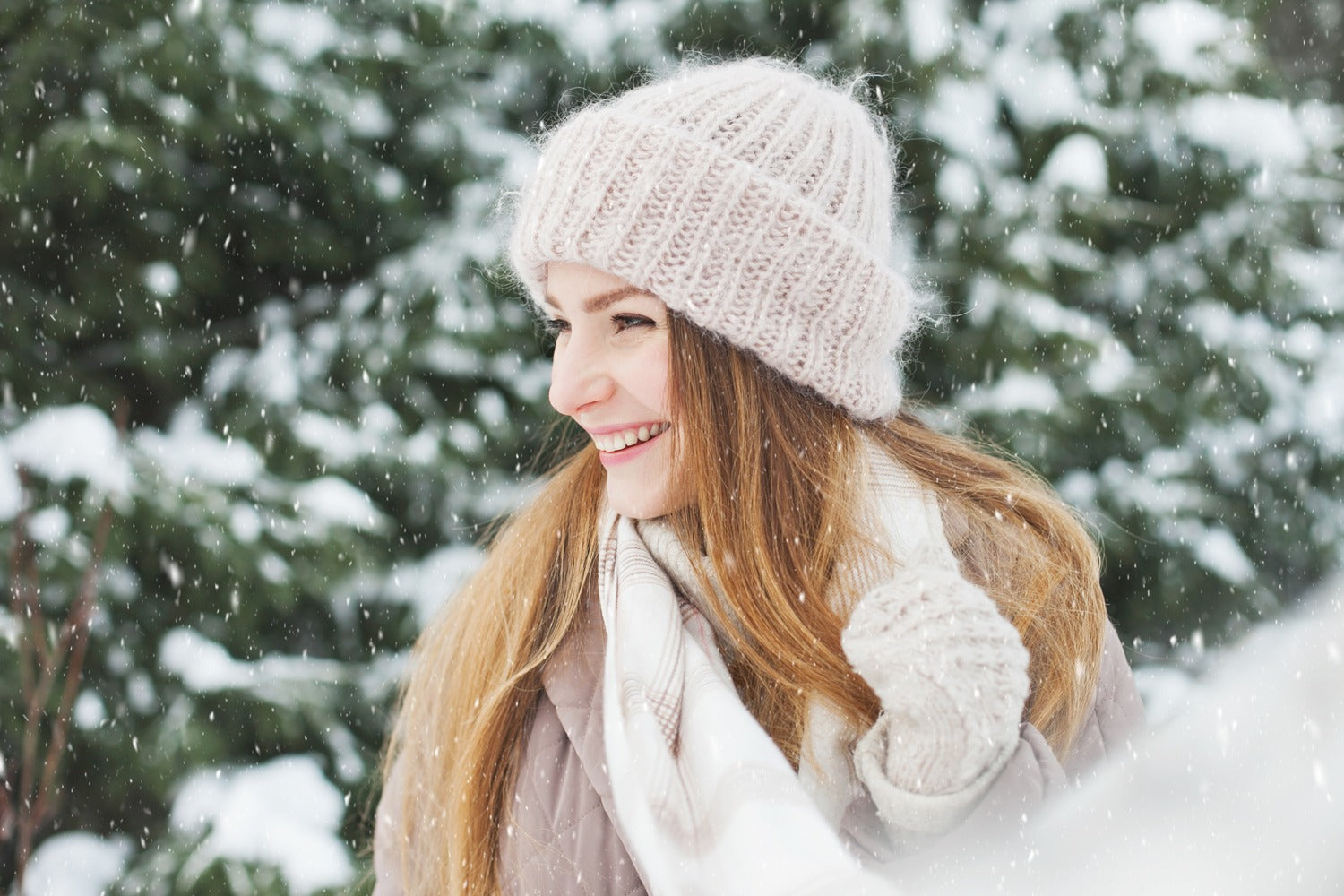 women enjoying winter