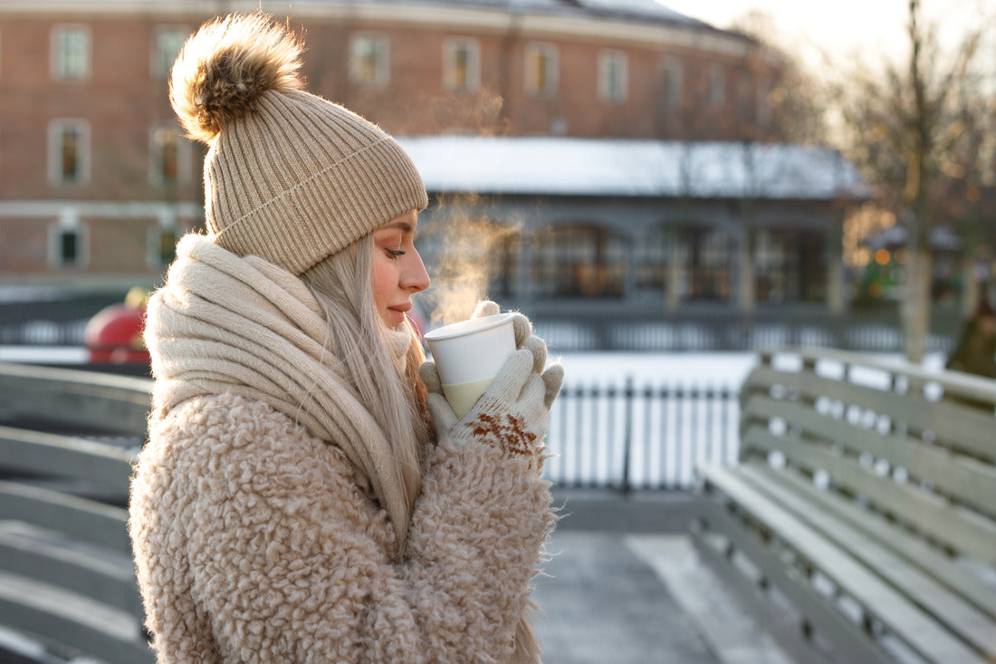 beige faux fur coat