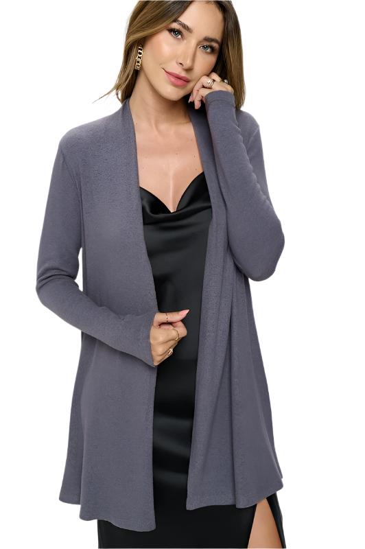 Brushed Knit Draped Cardigan with Cashmere Feel