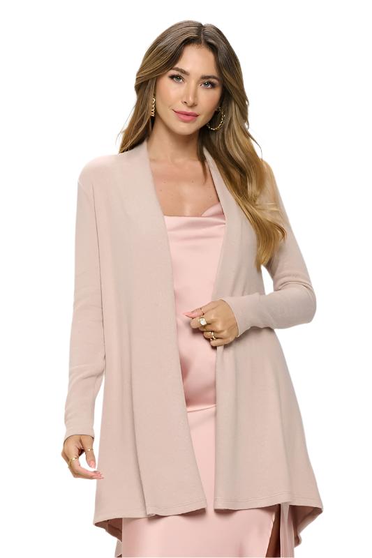 Brushed Knit Draped Cardigan with Cashmere Feel