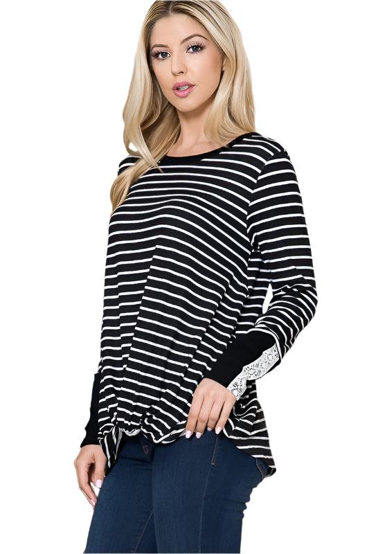 Front Twist Stripe Knit Top