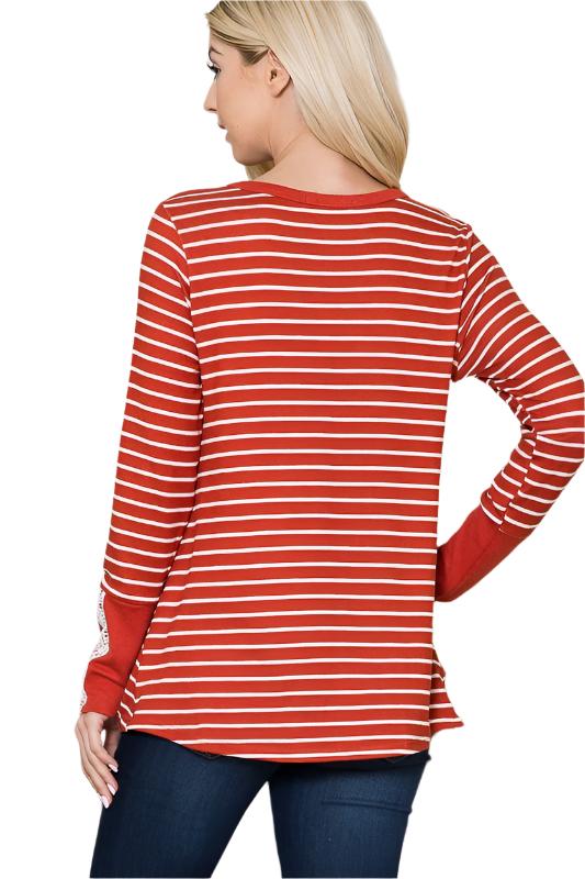 Front Twist Stripe Knit Top