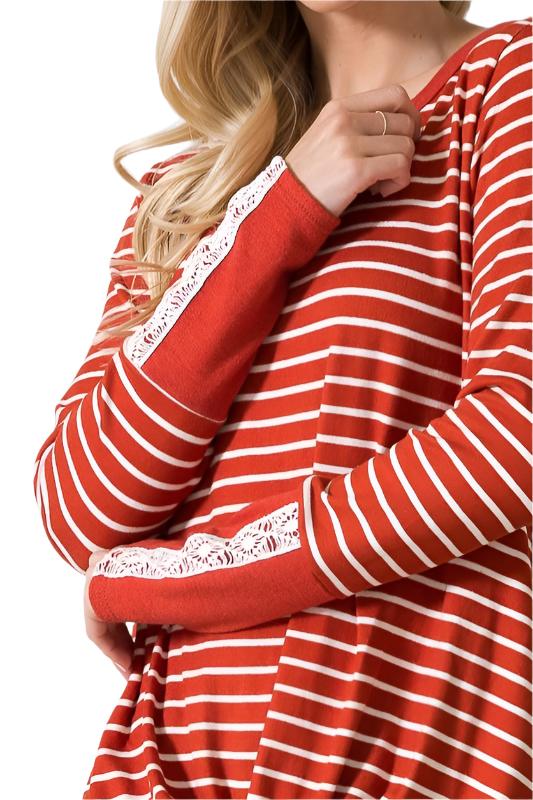 Front Twist Stripe Knit Top