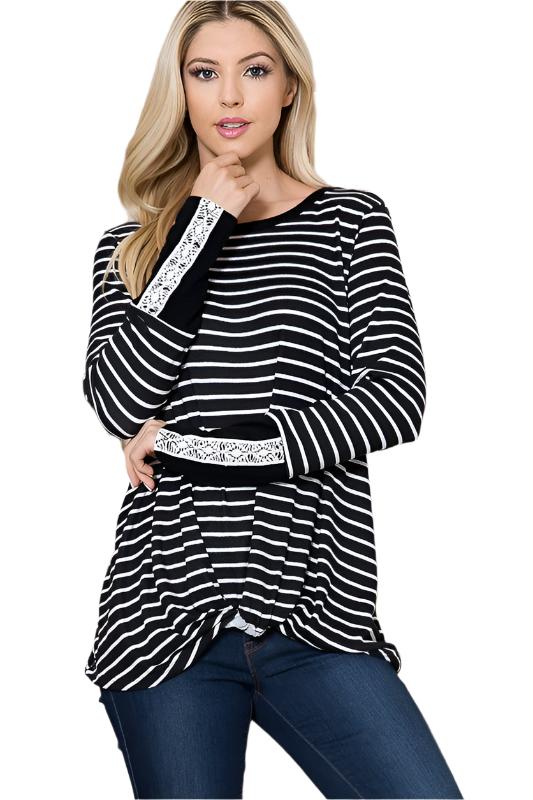 Front Twist Stripe Knit Top