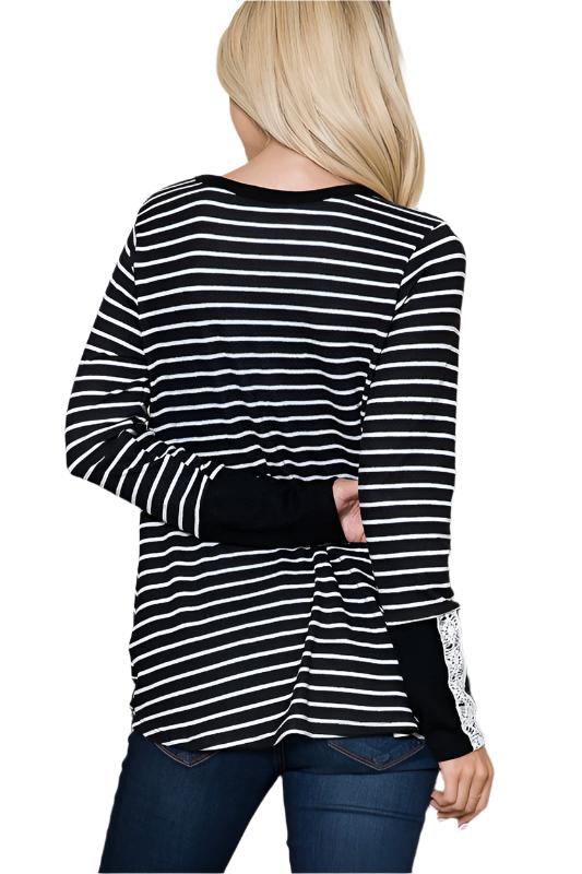 Front Twist Stripe Knit Top