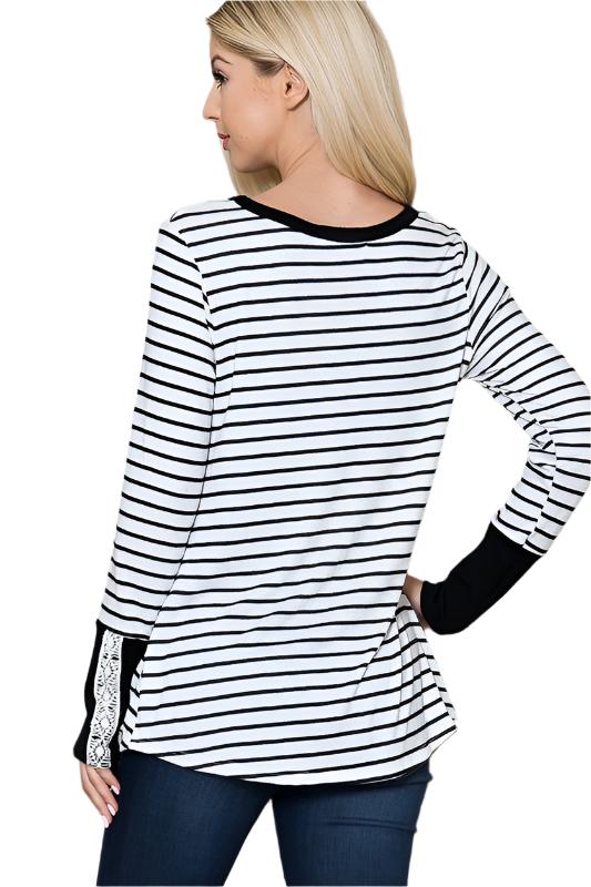 Front Twist Stripe Knit Top