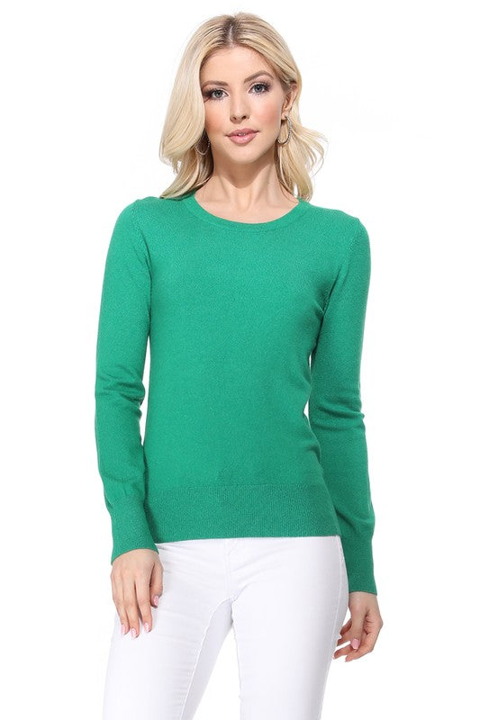 Crew Neck Long Sleeve Light Basic Casual Knit Top