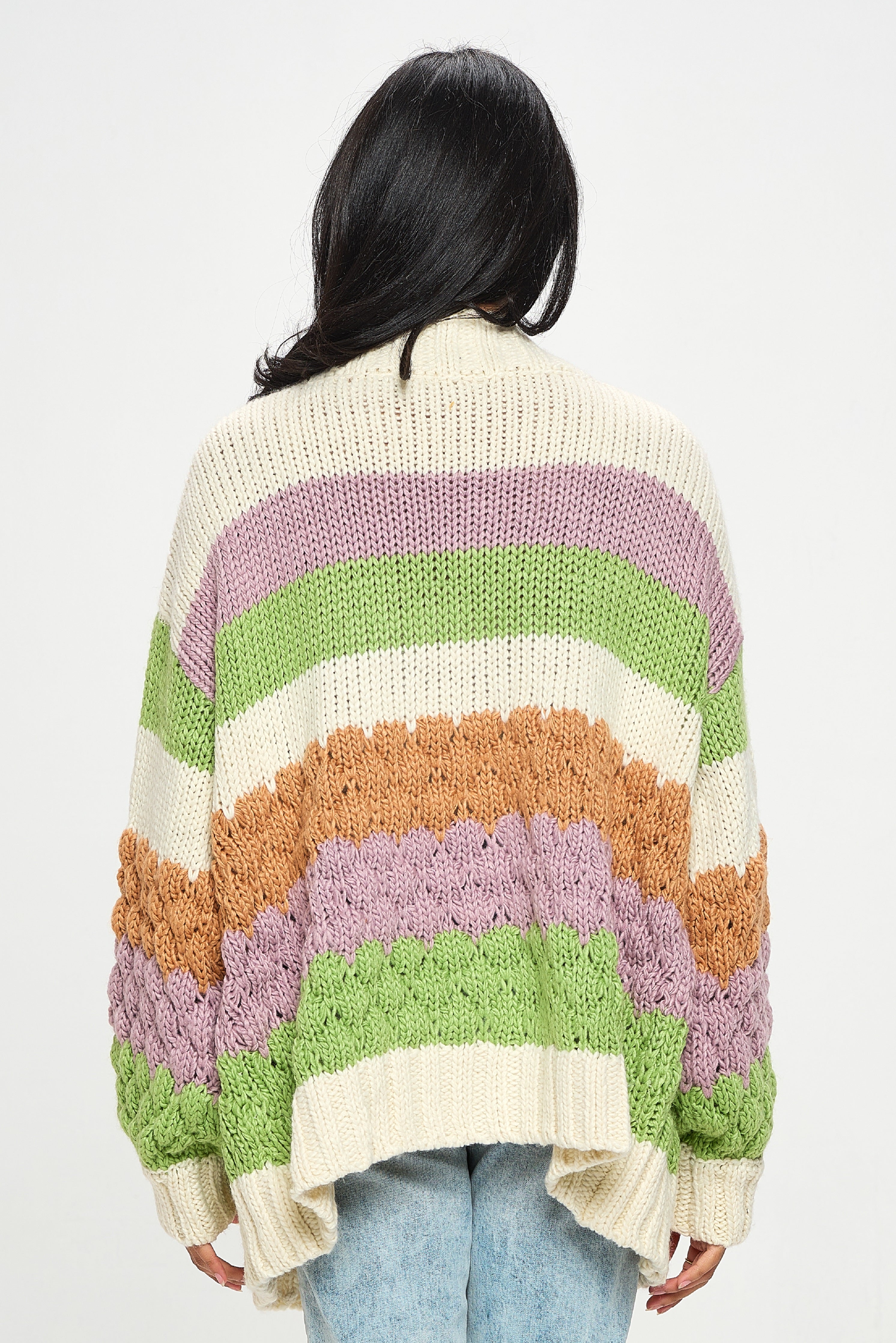 Modern Color Block Knit Cardigan Sweater