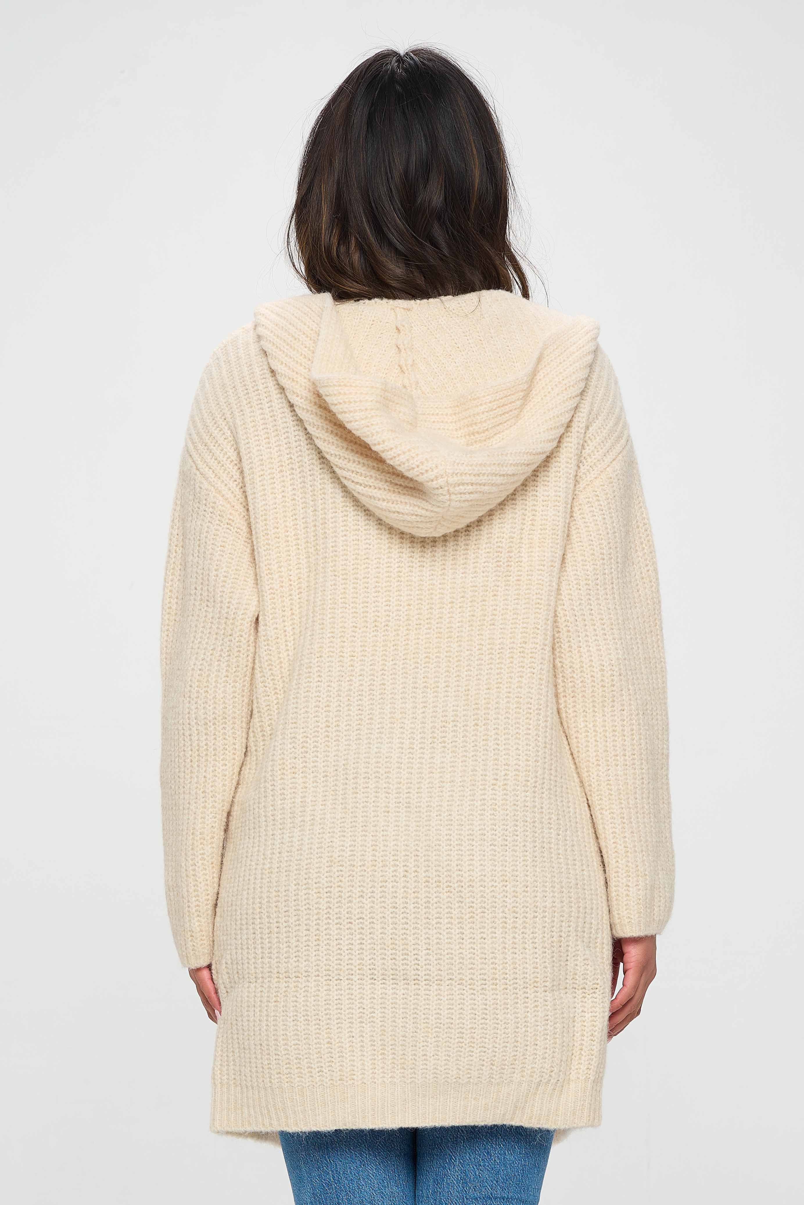 Beige Long Comfy Shrug Design Hoodie Pullover - Baciano Official Store