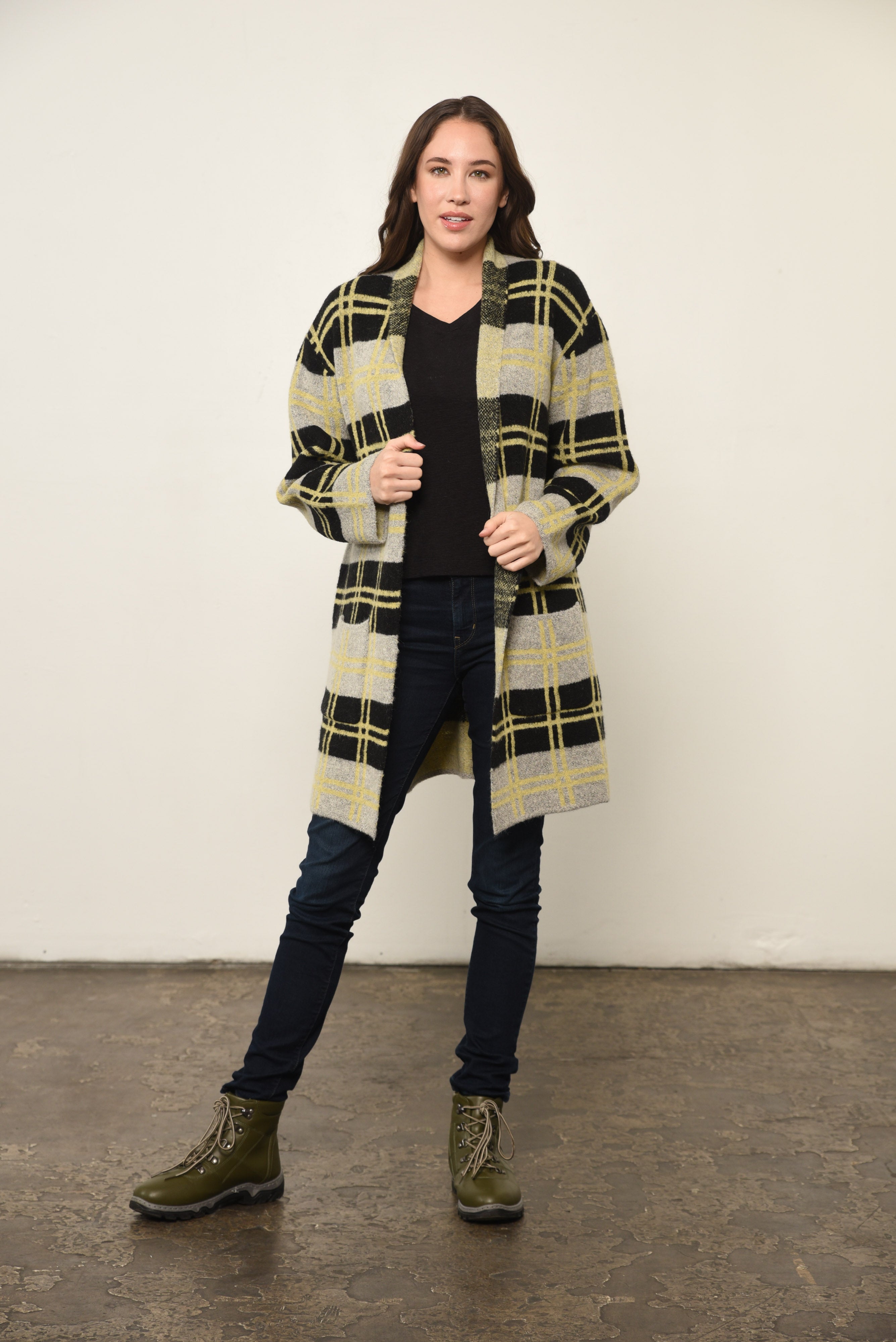 Yellow on sale plaid coat